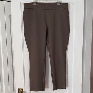 Dalia XXL Pull On Dress Pants Taupe Straight Leg Stretch Work Career EUC